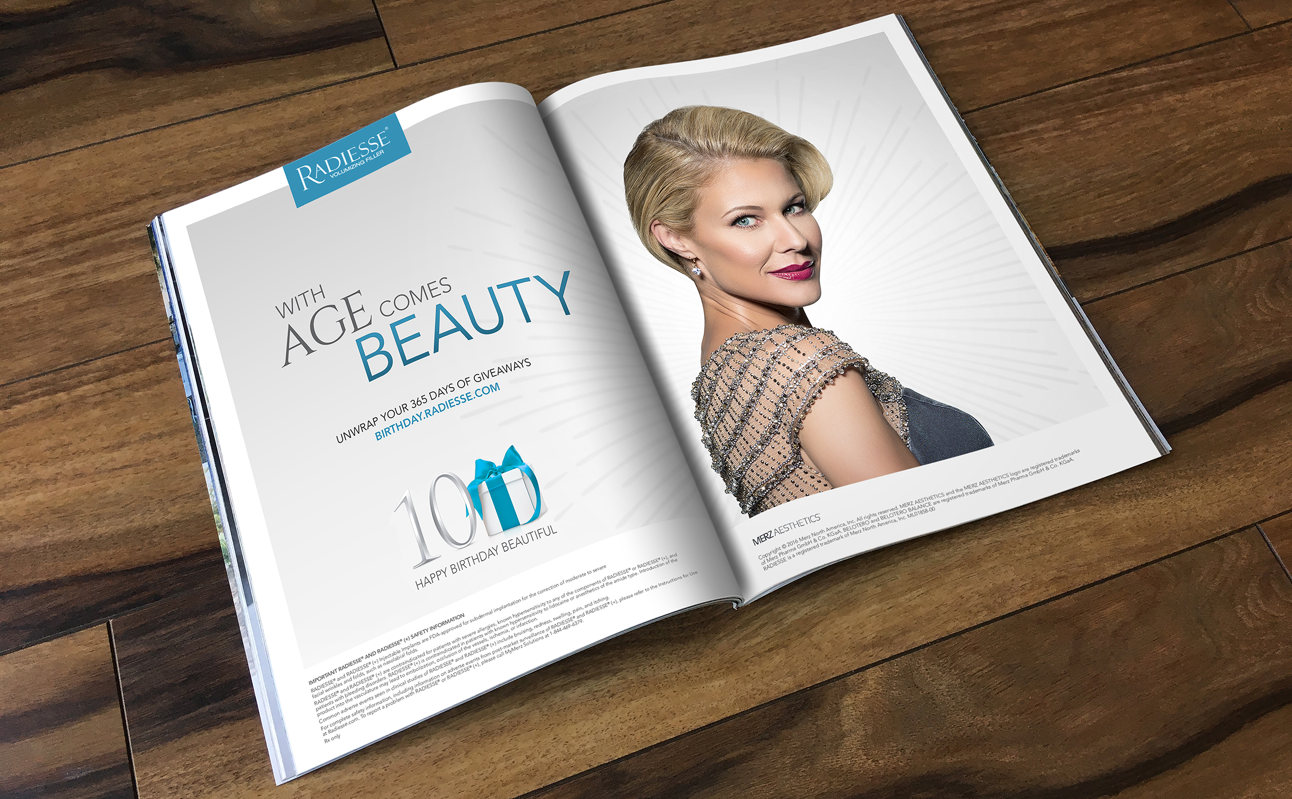 With Age Comes Beauty ad in magazine